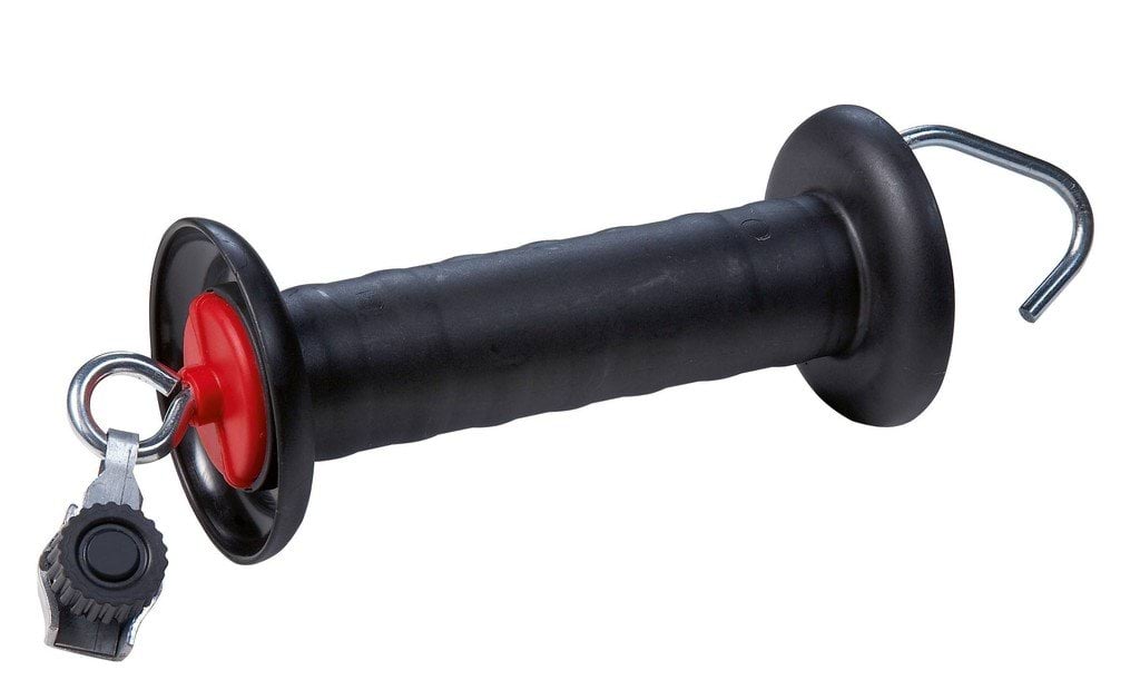 Uchwyt bramowy z hakiem i ogranicznikiem naciągu złączka do linki czarny - Cavalo